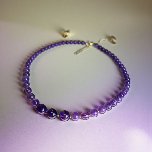 Amethyst Growing Bead Choker Necklace