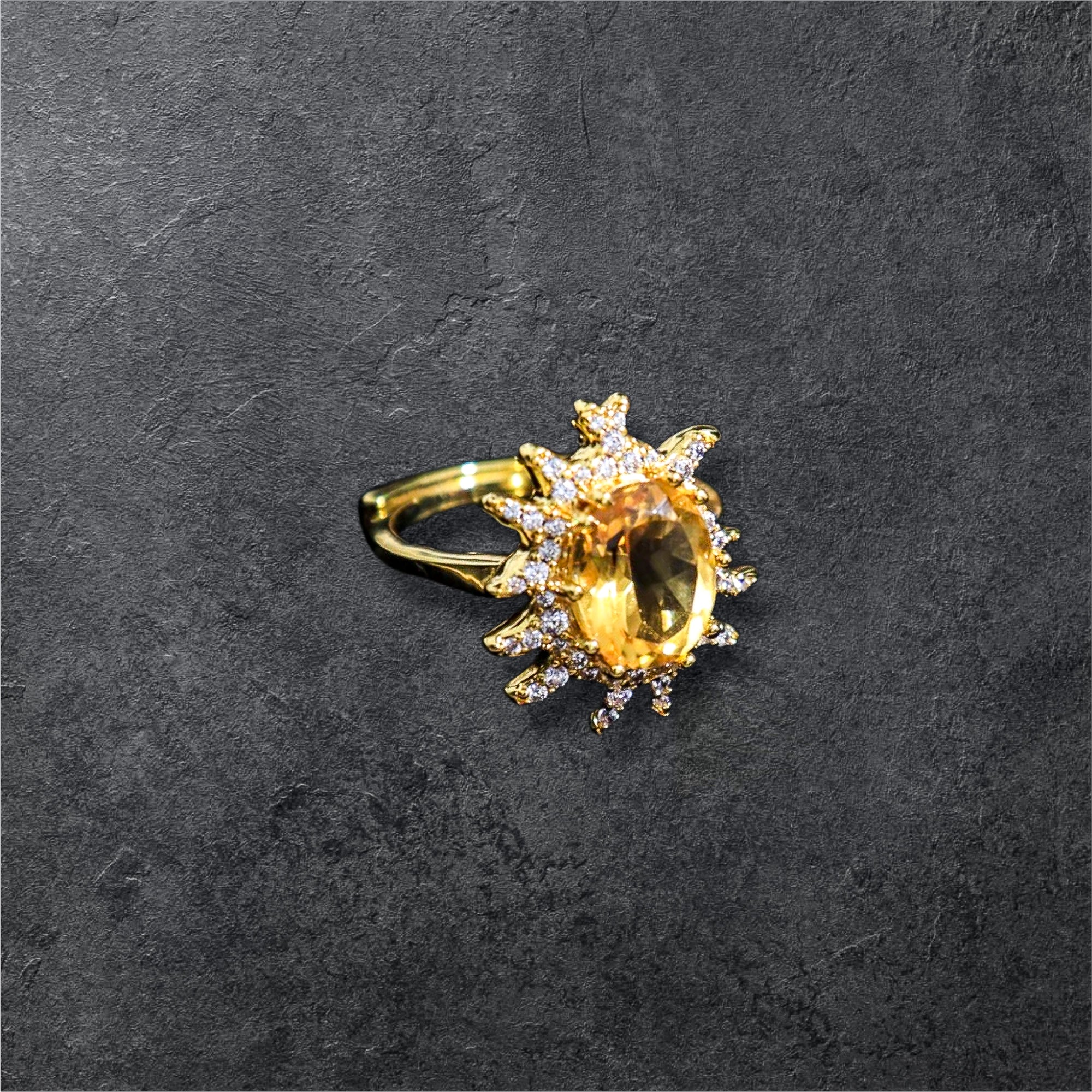 Solar Flare Citrine Statement Ring