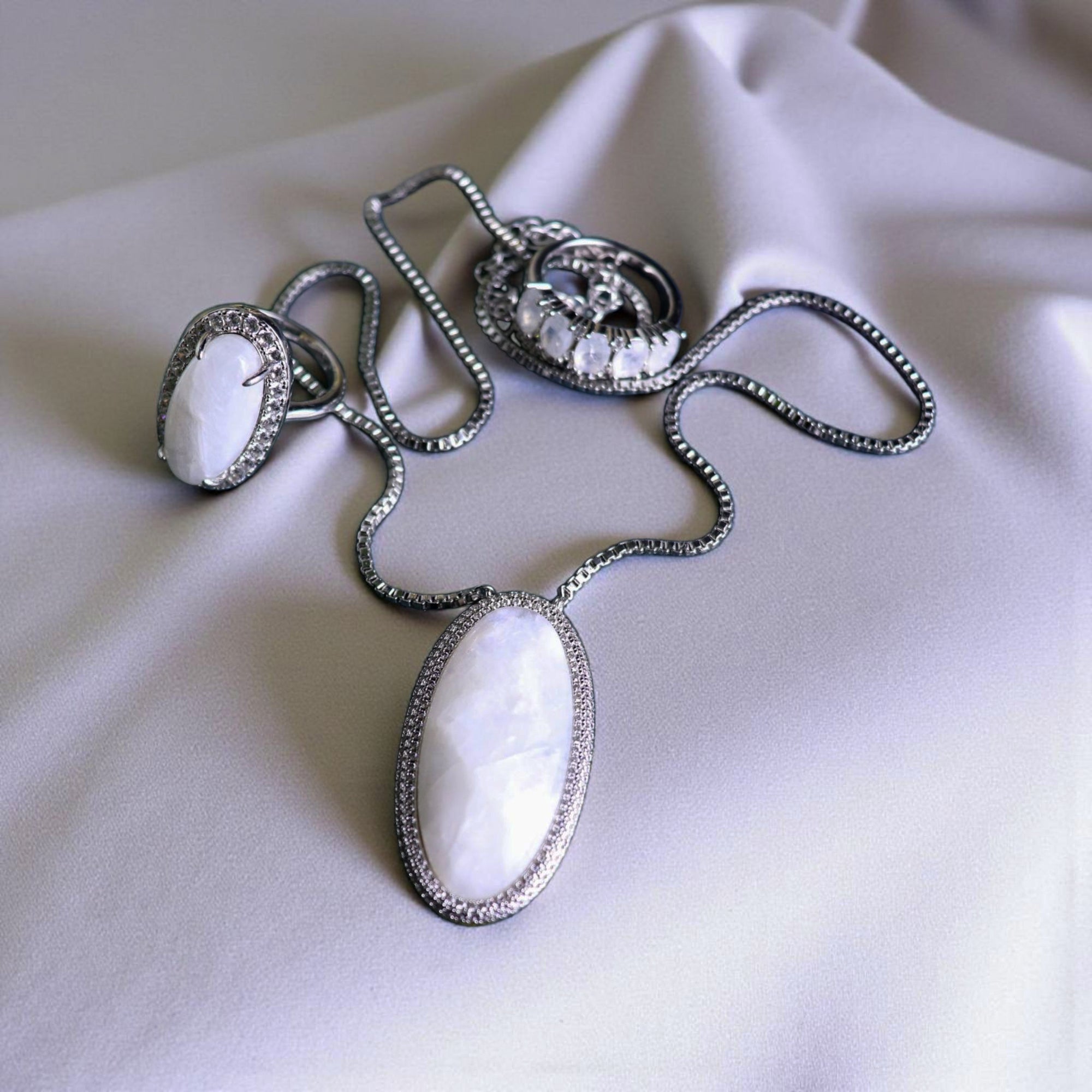 Celestial Elegance Moonstone Pendant Necklace