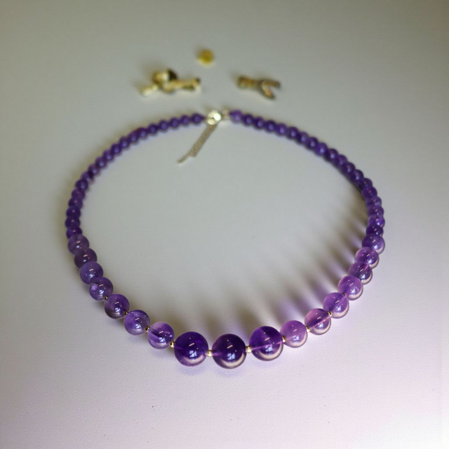 Amethyst Growing Bead Choker Necklace