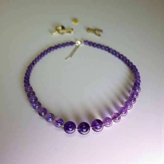 Amethyst Growing Bead Choker Necklace