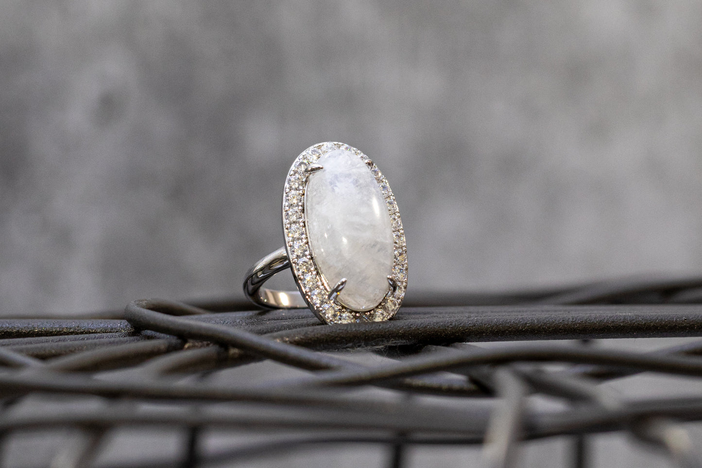 Halo Moonstone Ring