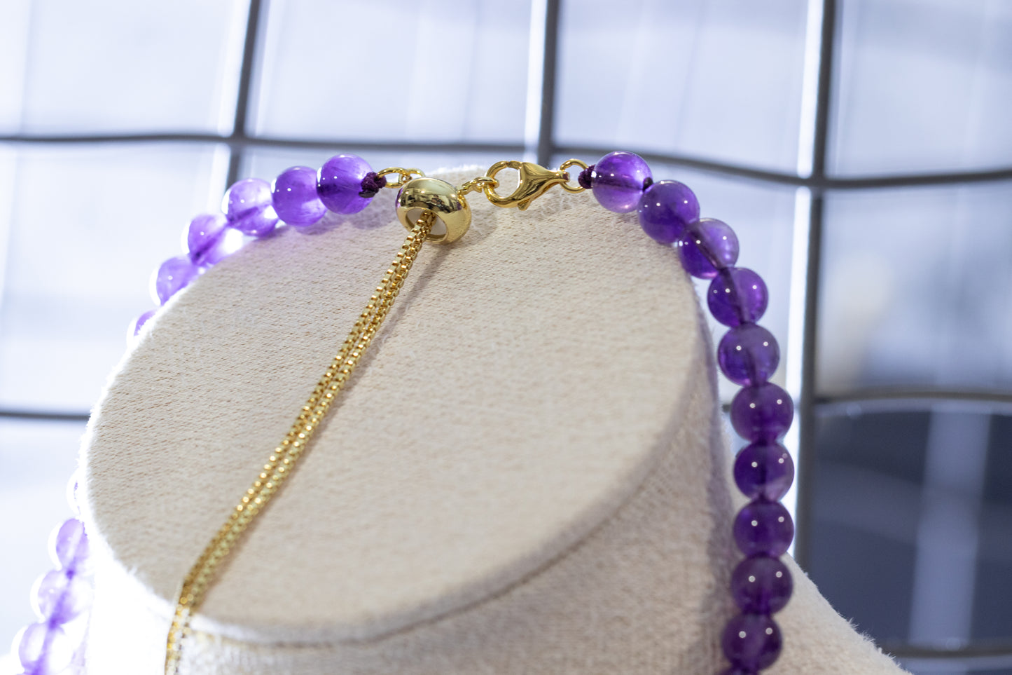 Amethyst Growing Bead Choker Necklace