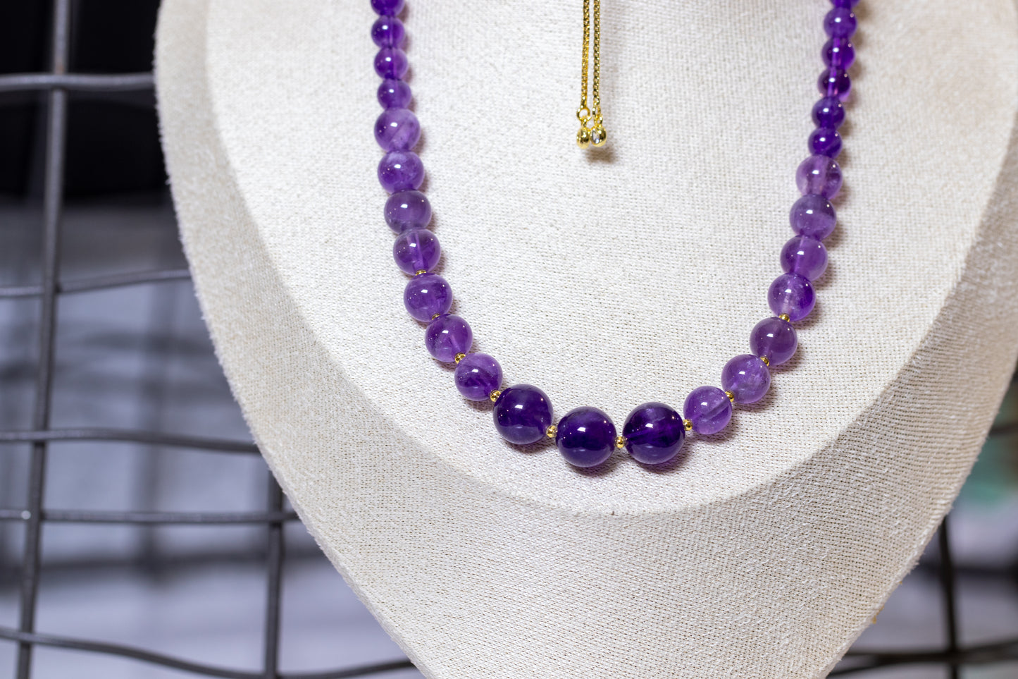 Amethyst Growing Bead Choker Necklace