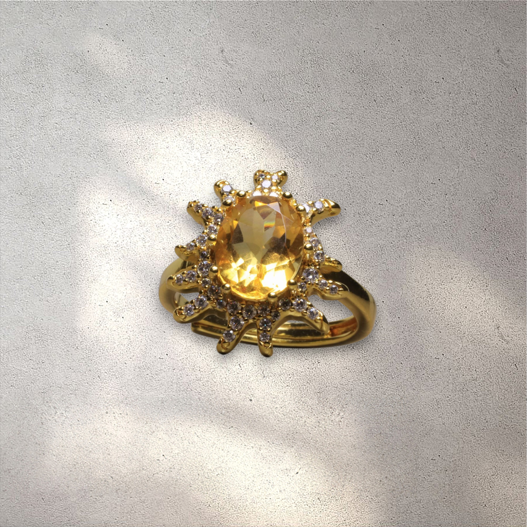 Solar Flare Citrine Statement Ring