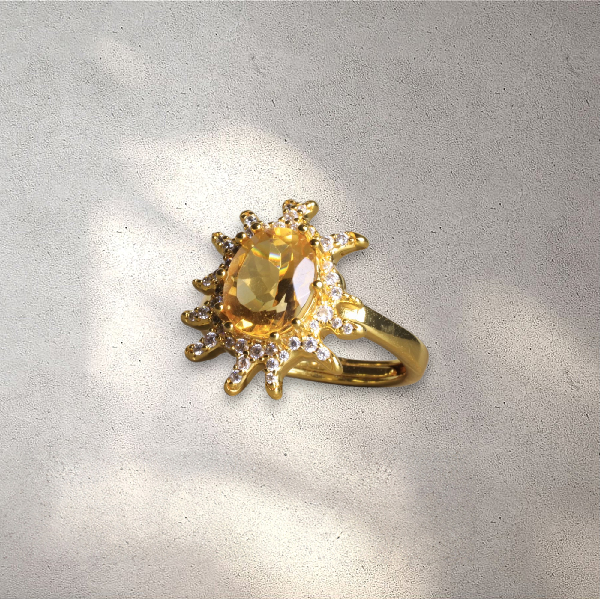 Solar Flare Citrine Statement Ring