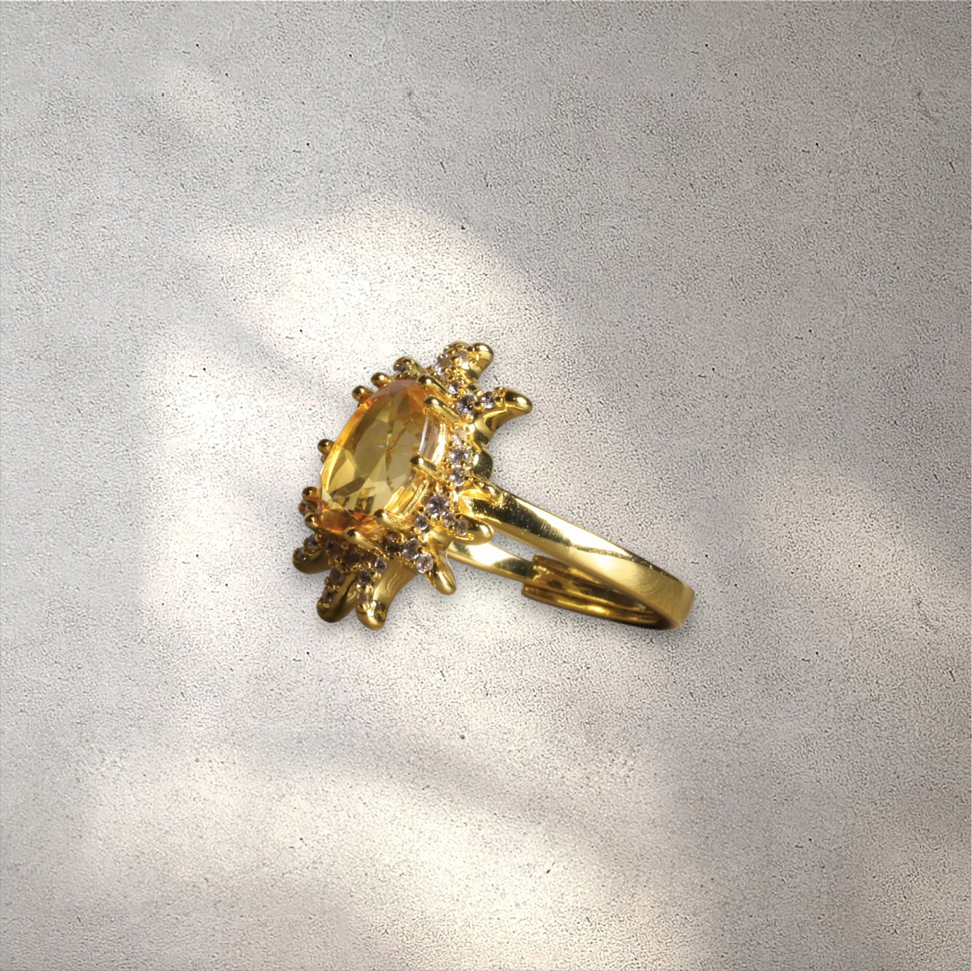 Solar Flare Citrine Statement Ring