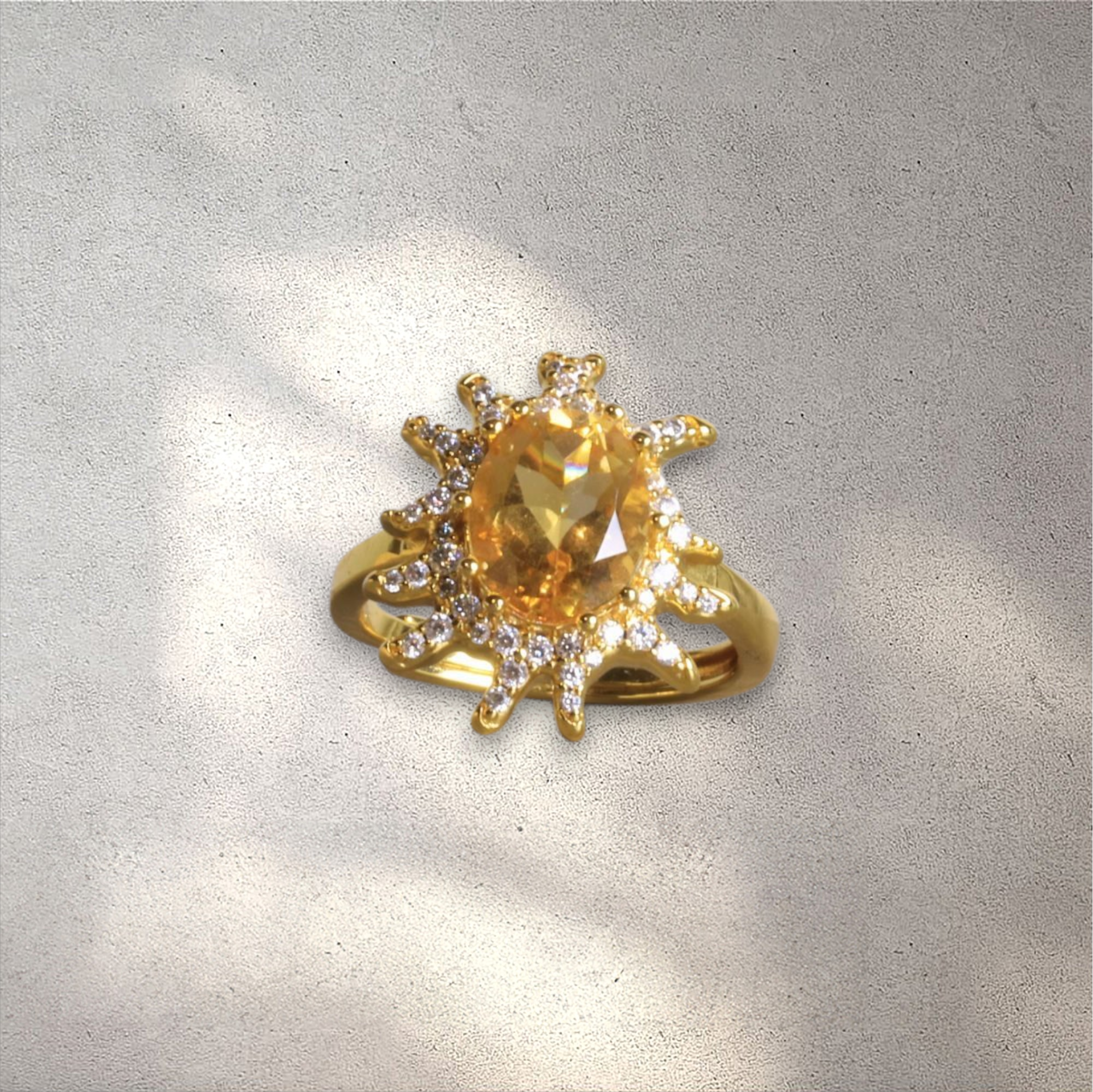 Solar Flare Citrine Statement Ring