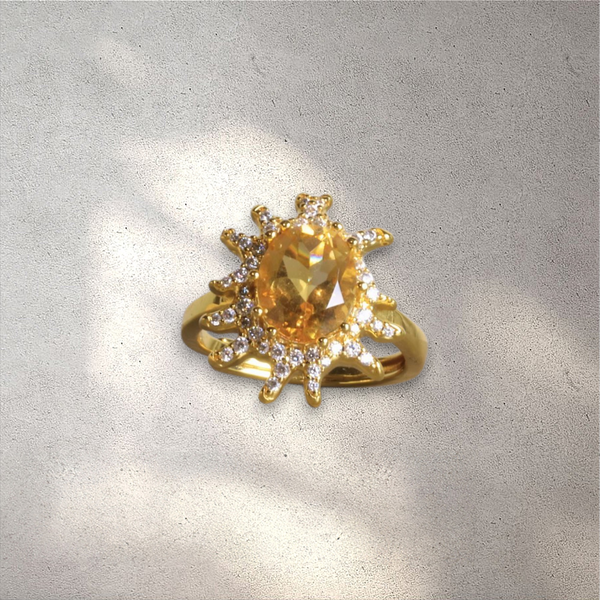 Solar Flare Citrine Statement Ring