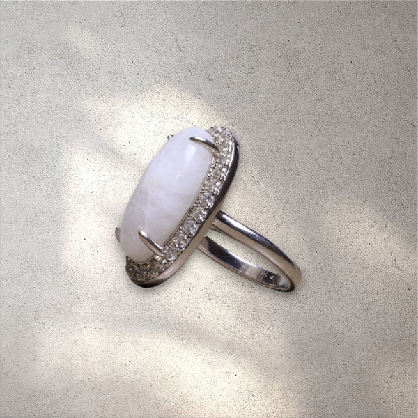 Halo Moonstone Ring