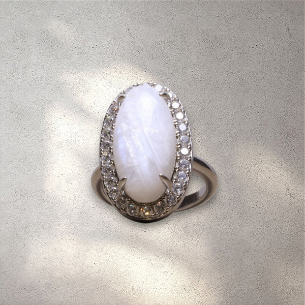 Halo Moonstone Ring