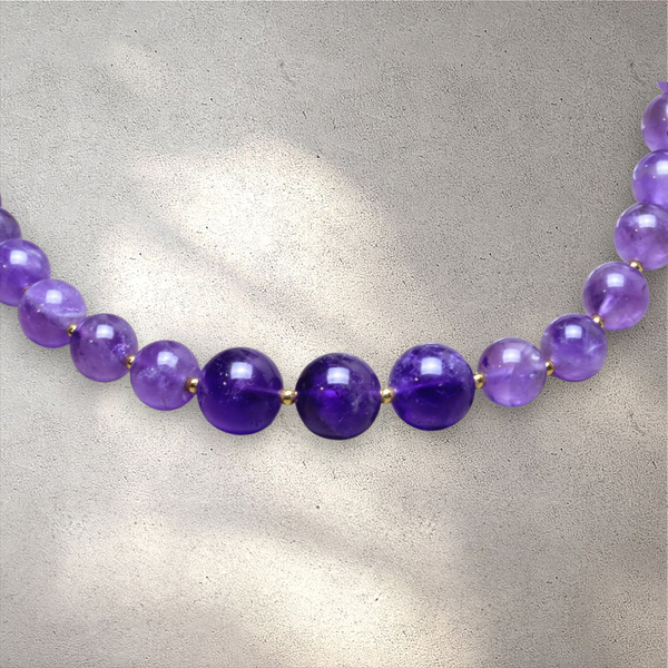 Amethyst Growing Bead Choker Necklace