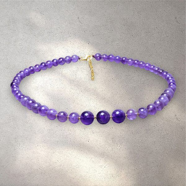 Amethyst Growing Bead Choker Necklace