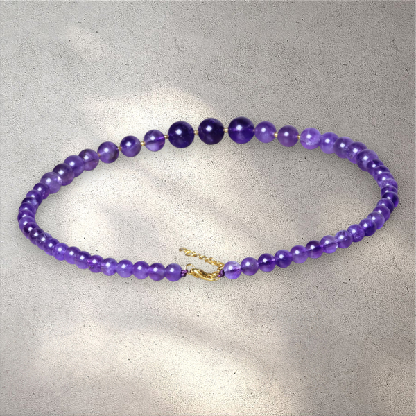 Amethyst Growing Bead Choker Necklace